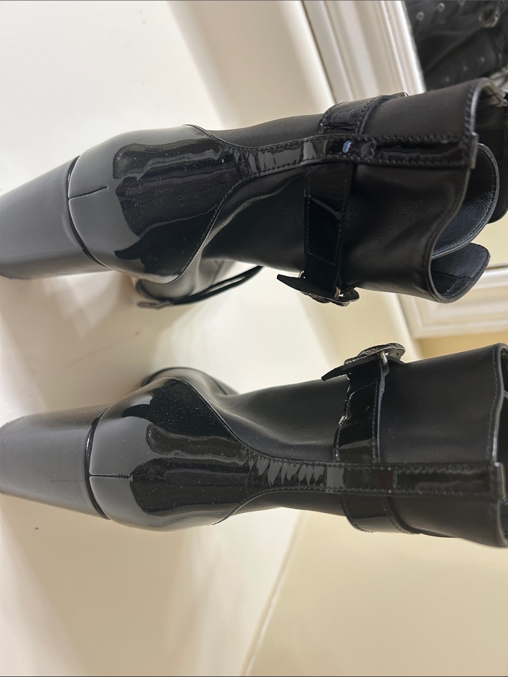 L'AGENCE Black Pointed Lace-Up Ankle Boots - Picture 3 of 3